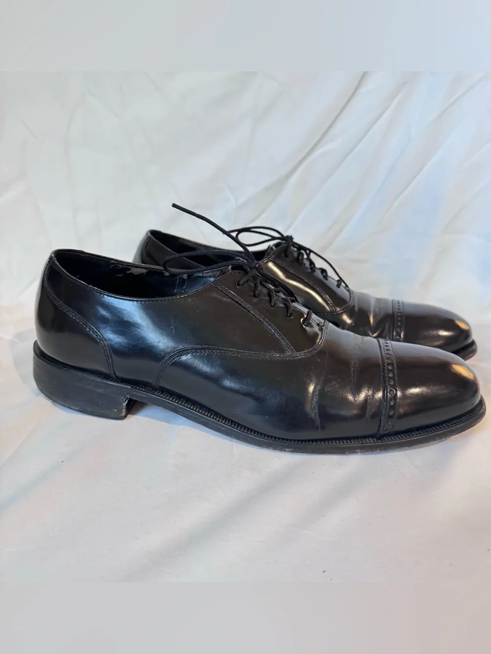 Classic Florsheim Mens Lexington Cap Toe Oxfords in Black Leather Sz 10.5 D